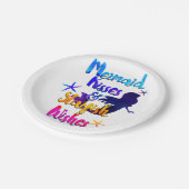 マーメイドキス&スターフィッシュの願い水色ビーチイ ペーパープレート (アングル)