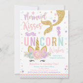 マーメイドキス&ユニコーンウィッシュ誕生日 招待状 (正面)