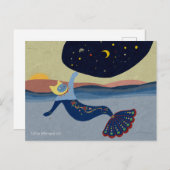 マーメイドキャットナイトスカイはがき ポストカード (正面/裏面)