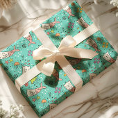 マーメイドキャッ航海のト海クラゲかわいいパターン ラッピングペーパー