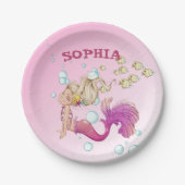 マーメイドキュートピンクパーソナルピンク紙プレート ペーパープレート (正面)