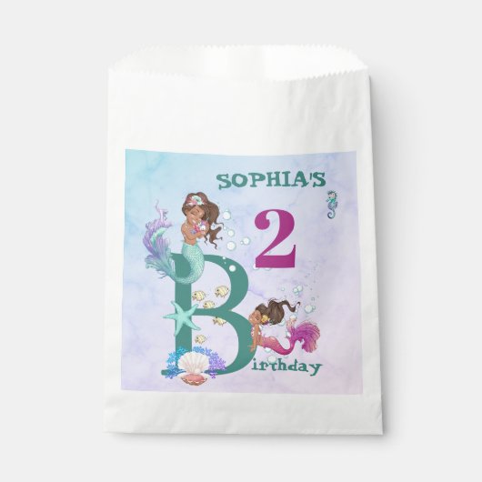 マーメイドキュートブルーパーソナルピンクのお気に入りバッグ フェイバーバッグ (正面)