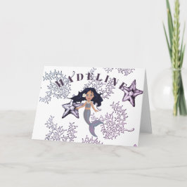 マーメイドキュート黒髪ザシー誕生日 カード