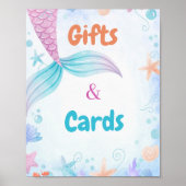 マーメイドギフトとカード誕生日赤ちゃんシャワーのお願い ポスター (正面)