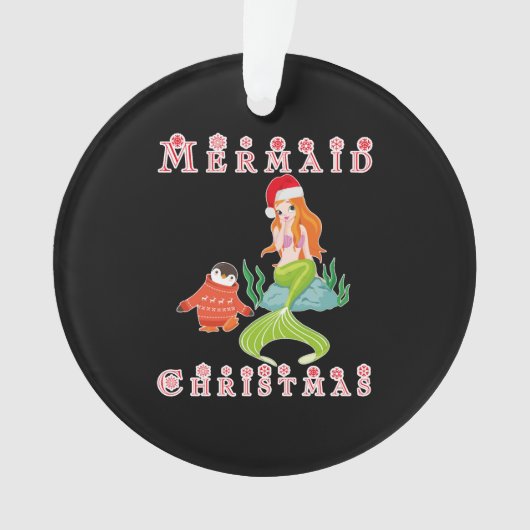 マーメイドクリスマスとペおもしろいンギン オーナメント (正面)