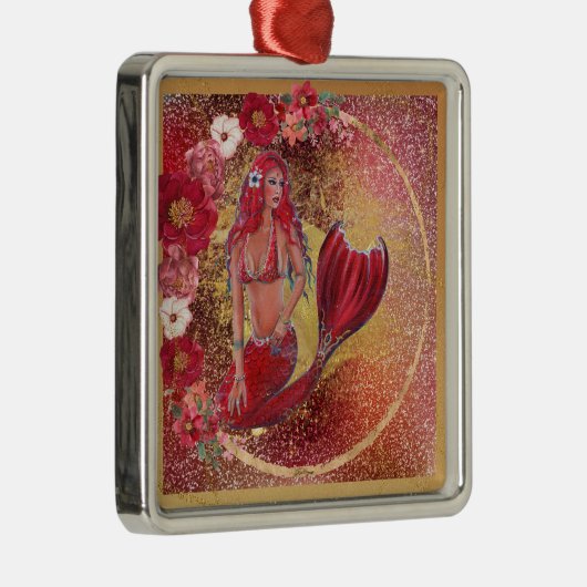 マーメイドクリスマスの赤い飾り メタルオーナメント (右)