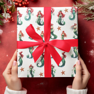 マーメイドクリスマスウォーター色 ラッピングペーパー