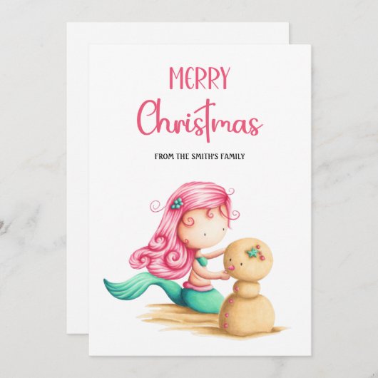 マーメイドクリスマスサマービーチクリスマス シーズンカード (正面/裏面)