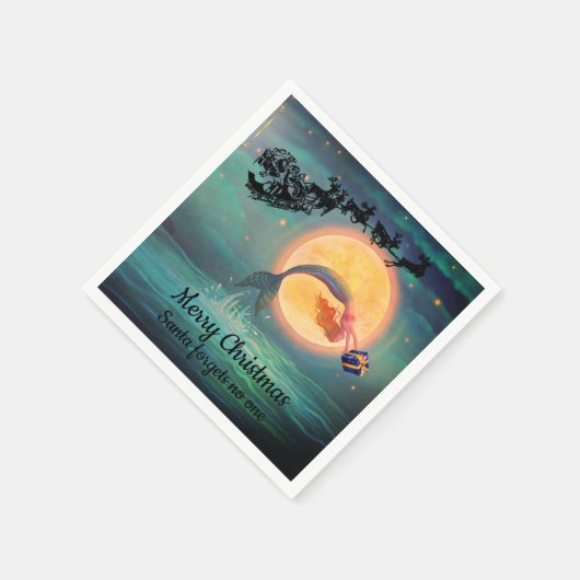 マーメイドクリスマスナプキンス スタンダードカクテルナプキン (角)