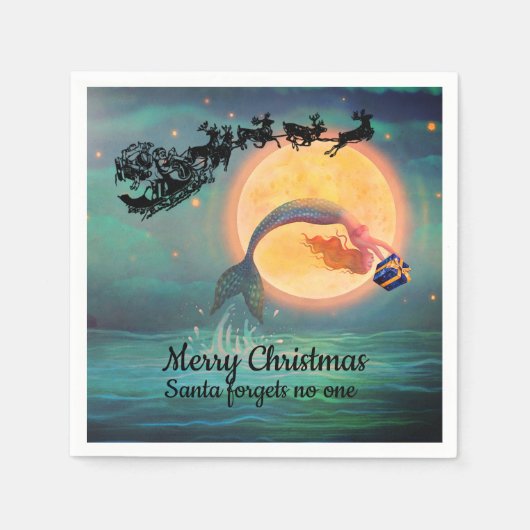 マーメイドクリスマスナプキンス スタンダードカクテルナプキン (正面)