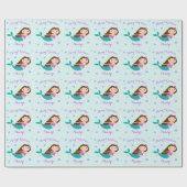 マーメイドクリスマスパープルグリッター パーソナライズされた ラッピングペーパー (フラット)