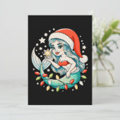 マーメイドクリスマスライトサンタ帽子ガーリーXmasビジュー 招待状 (スタンド正面)