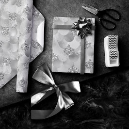 マーメイドクロームはかりで測 | 銀光沢フェイク金属 ラッピングペーパー