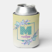 マーメイドグラデーションモノグはかりで測ラム |水彩フローラ 缶クーラー (缶正面)
