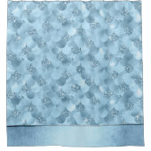 マーメイドグラムスケール |ほこりっぽいアイスブルーシェン光沢 シャワーカーテン (正面)