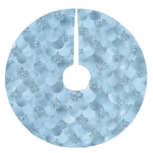 マーメイドグラムスケール |ほこりっぽいアイスブルーシェン光沢 ブラッシュドポリエステルツリースカート (正面)