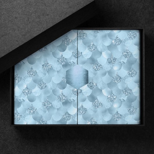 マーメイドグラムスケール |ほこりっぽいアイスブルーシェン光沢 薄葉紙