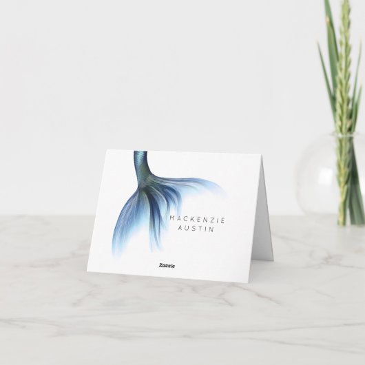 マーメイドグラムテール |埃っぽいアイスブルー光沢カスタム ノートカード (裏面)