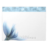 マーメイドグラムテール |埃っぽいアイスブルー光沢カスタム ノートパッド (正面)