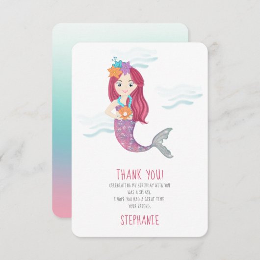 マーメイドグラムバースデーパーティー 招待状 (正面/裏面)
