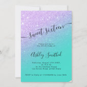 マーメイドグリッターターコイズオンブレチックスウィート16 招待状 (正面)
