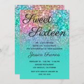 マーメイドグリッターターコイズグラデーションSweet sixteen 招待状 (正面/裏面)
