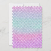 マーメイドグリッターピンクパープルブルーガールズベビーシャワー 招待状 (裏面)