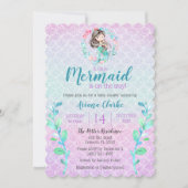 マーメイドグリッターピンクパープルブルーガールズベビーシャワー 招待状 (正面)
