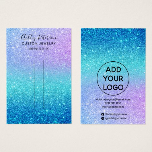 マーメイドグリッターブルージュエリーヘアクリップ表示 (正面&裏面)