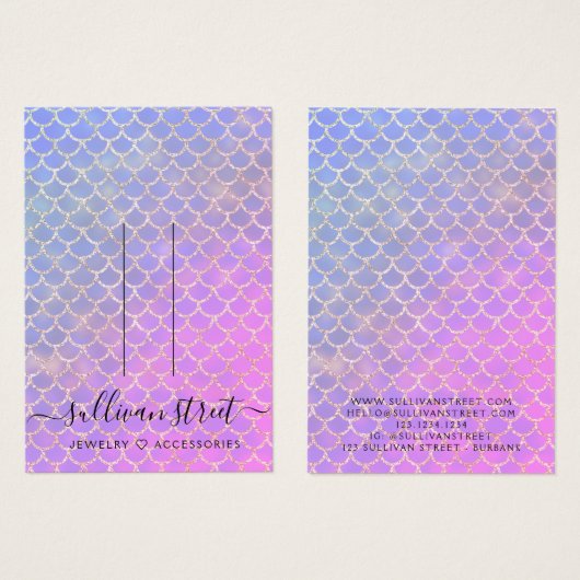 マーメイドグリッターヘアクリップジュエリー表示カード (正面&裏面)