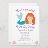 マーメイドグリッター女神バースデーパーティー 招待状 (正面/裏面)