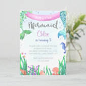 マーメイドグリッター誕生日パーティーの招待 招待状 (スタンド正面)