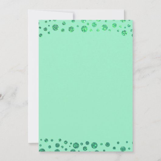 マーメイドグリーングリッター紙吹雪写真キンチェニェラ 招待状 (裏面)