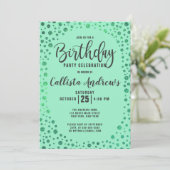 マーメイドグリーングリッター紙吹雪誕生日 招待状 (スタンド正面)
