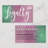 マーメイドグリーンピンクトリプルグリッターグラデーションタイポグラフィ ロイヤリティカード (正面/裏面)