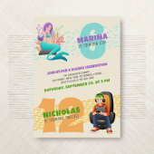 マーメイドゲーマージョイントダブル誕生日招待状 招待状