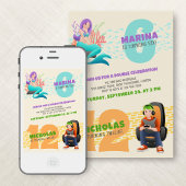 マーメイドゲーマージョイントダブル誕生日招待状 招待状