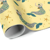 マーメイドサイレンテーマイラストレーションプリントイエロー ラッピングペーパー (ロールコーナー)