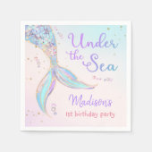 マーメイドサマープール1st誕生日パーティー スタンダードカクテルナプキン (正面)