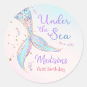 マーメイドサマープール1st誕生日パーティー ラウンドシール (正面)