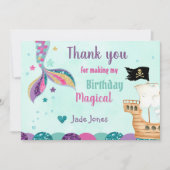 マーメイドサンキューカード、マーメイド誕生日カード、 招待状 (正面)