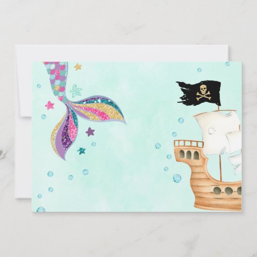 マーメイドサンキューカード、マーメイド誕生日カード、 招待状 (裏面)