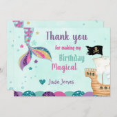 マーメイドサンキューカード、マーメイド誕生日カード、 招待状 (正面/裏面)