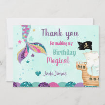 マーメイドサンキューカード、マーメイド誕生日カード、