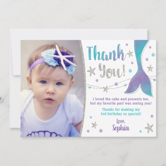 マーメイドサンキューカード – 海の下ありがとう 招待状 (正面)