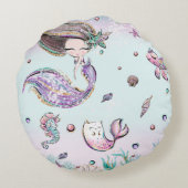 マーメイドザシーお洒落シックな女の子ベッドルーム ラウンドクッション (裏面)