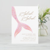 マーメイドザシーガールズピンクかわいらし誕生日 招待状 (スタンド正面)