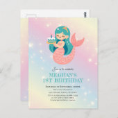 マーメイドザシーバースデーハガキ招待状 ポストカード (正面/裏面)