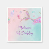マーメイドザシーピンクパープル誕生日 スタンダードカクテルナプキン (正面)