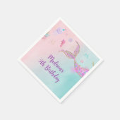 マーメイドザシーピンクパープル誕生日 スタンダードカクテルナプキン (角)